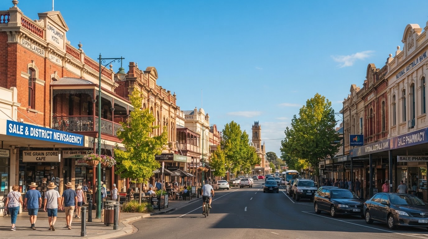Sale Victoria town main street heritage buildings